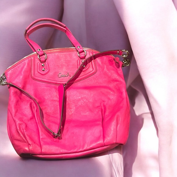 Coach Pink Leather Tote Shoulder Bag - Picture 3 of 11